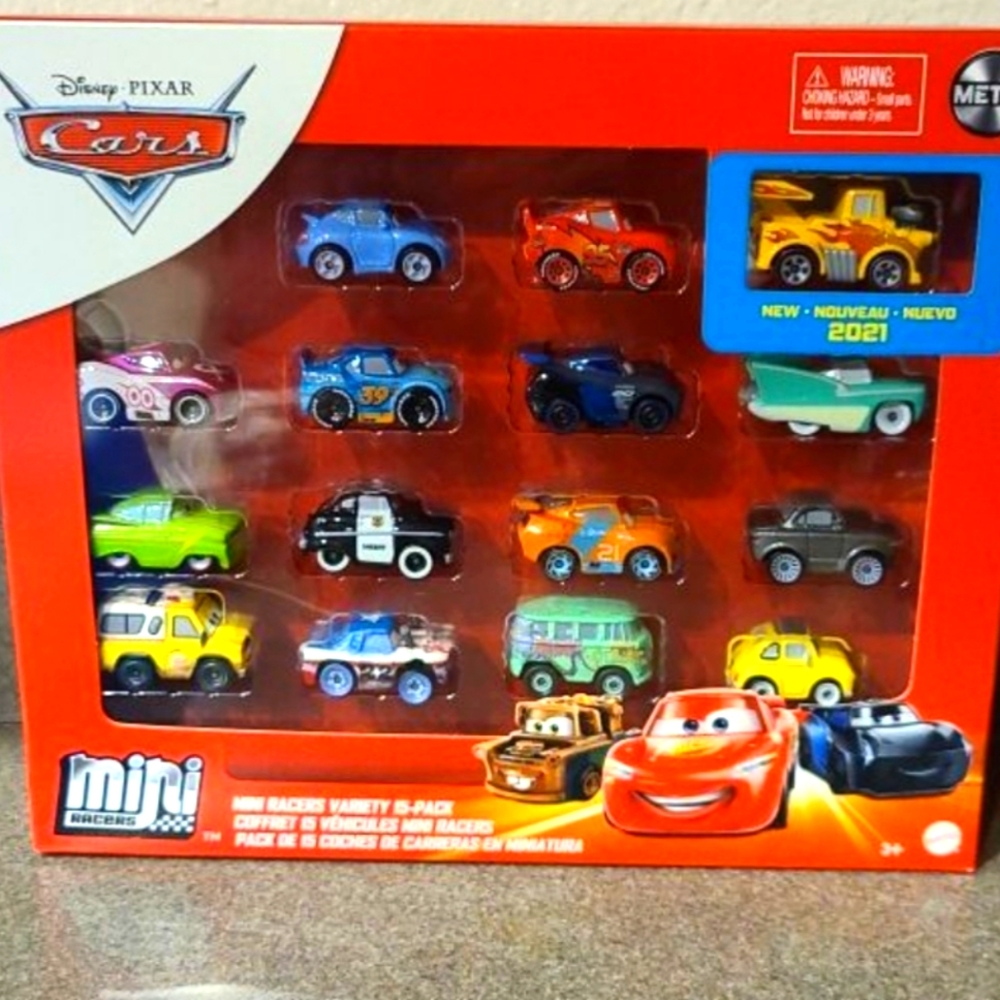 Disney Pixar Cars Mini Racers Variety 15 Pack 2021 Set with Yellow Hot Rod Mater